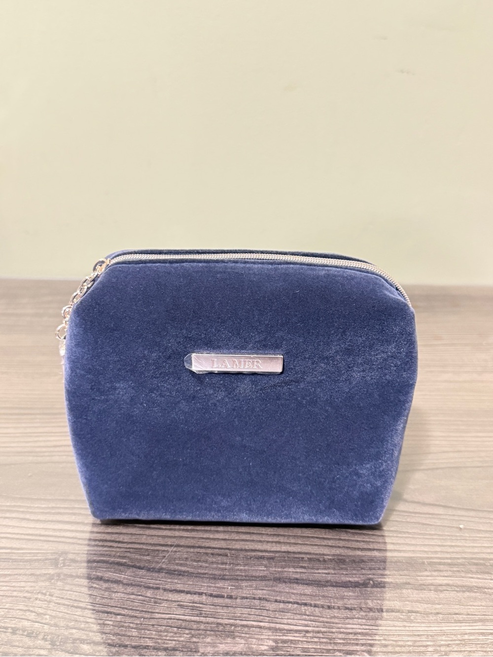 La Mer Navy cosmetic bag